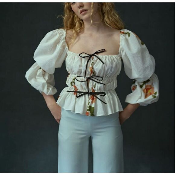 Naya Rae Tops - Naya Rae Front Tie Floral Blouse